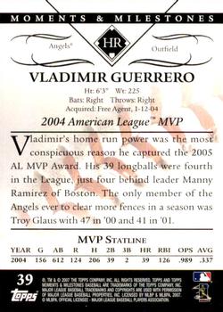 2007 Topps Moments & Milestones #39-39 Vladimir Guerrero Back