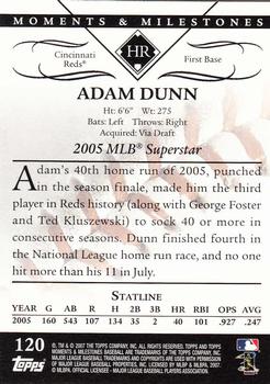 2007 Topps Moments & Milestones #120-25 Adam Dunn Back