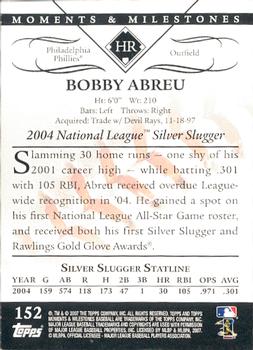 2007 Topps Moments & Milestones #152-1 Bobby Abreu Back