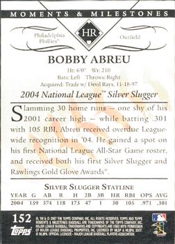 2007 Topps Moments & Milestones #152-25 Bobby Abreu Back