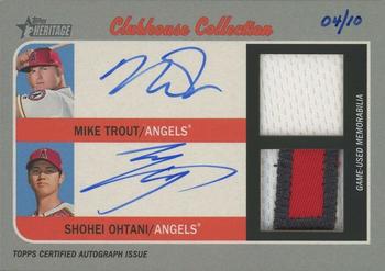 2019 Topps Heritage - Clubhouse Collection Dual Autograph Relics #CCDAR-TO Shohei Ohtani / Mike Trout Front