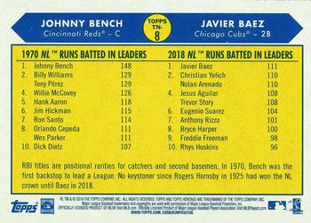 2019 Topps Heritage - Then and Now #TN-8 Johnny Bench / Javier Baez Back
