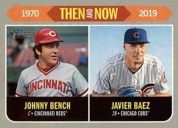 2019 Topps Heritage - Then and Now #TN-8 Johnny Bench / Javier Baez Front