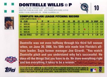 2007 Topps Opening Day #10 Dontrelle Willis Back