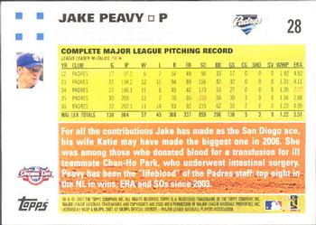 2007 Topps Opening Day #28 Jake Peavy Back