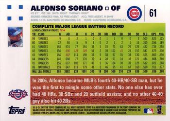 2007 Topps Opening Day #61 Alfonso Soriano Back