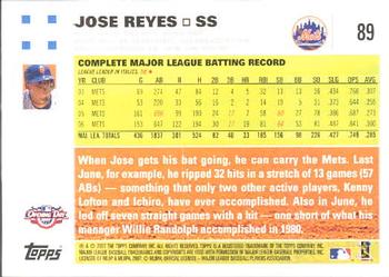 2007 Topps Opening Day #89 Jose Reyes Back