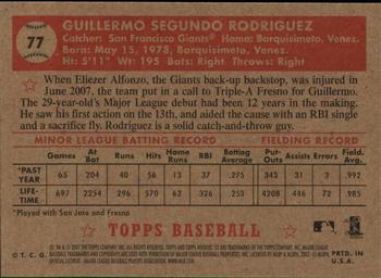 2007 Topps Rookie 1952 Edition #77 Guillermo Rodriguez Back