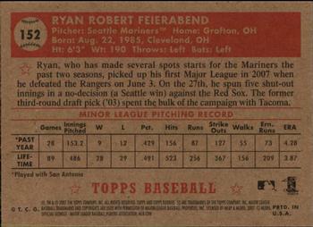 2007 Topps Rookie 1952 Edition #152 Ryan Feierabend Back
