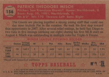 2007 Topps Rookie 1952 Edition #156 Patrick Misch Back