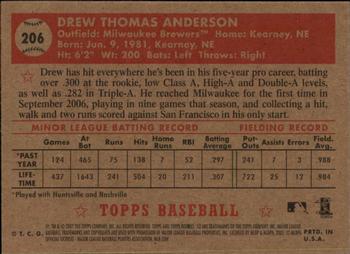 2007 Topps Rookie 1952 Edition #206 Drew Anderson Back