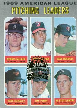 2019 Topps Heritage - 50th Anniversary Buybacks #70 1969 American League Pitching Leaders - McLain / Cuellar / Boswell / McNally / J. Perry / Stottlemyre Front