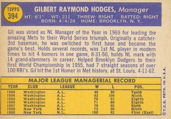 2019 Topps Heritage - 50th Anniversary Buybacks #394 Gil Hodges Back
