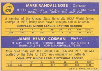 2019 Topps Heritage - 50th Anniversary Buybacks #429 Cubs 1970 Rookie Stars (Randy Bobb / Jim Cosman) Back