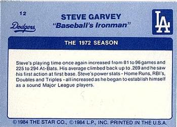 1984 Star Steve Garvey - Separated #12 Steve Garvey Back