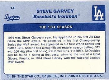 1984 Star Steve Garvey - Separated #14 Steve Garvey Back