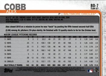 2019 Topps Baltimore Orioles #BO-7 Alex Cobb Back