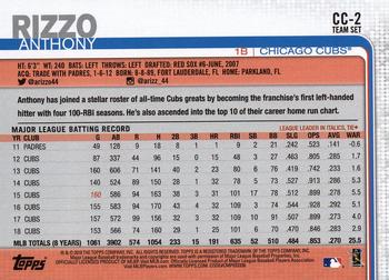 2019 Topps Chicago Cubs #CC-2 Anthony Rizzo Back