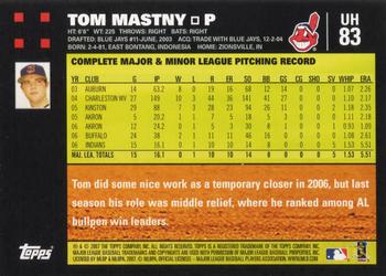 2007 Topps Updates & Highlights #UH83 Tom Mastny Back