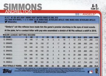 2019 Topps Los Angeles Angels #A-5 Andrelton Simmons Back