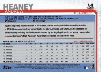 2019 Topps Los Angeles Angels #A-8 Andrew Heaney Back