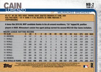 2019 Topps Milwaukee Brewers #MB-2 Lorenzo Cain Back