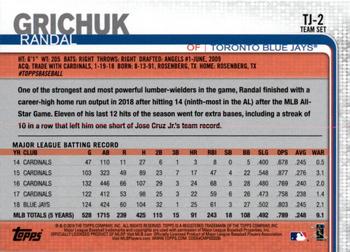 2019 Topps Toronto Blue Jays #TJ-2 Randal Grichuk Back