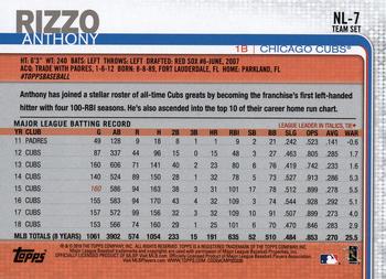 2019 Topps National League All-Stars #NL-7 Anthony Rizzo Back