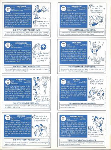 1992 Baseball Cards Magazine '70 Topps Replicas - Panels #81-88 Charles Johnson / Jeffrey Hammonds / Rick Helling / Chris Wimmer / Darren Dreifort / Calvin Murray / Phil Nevin / B.J. Wallace Back