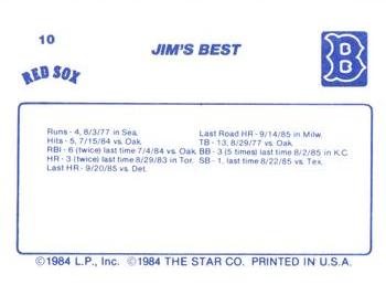 1986 Star Jim Rice - Separated #10 Jim Rice Back