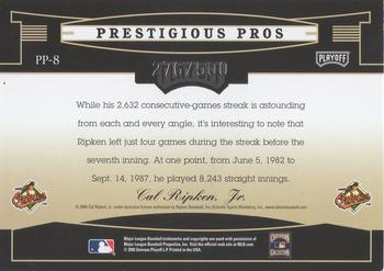 2005 Playoff Prestige - Prestigious Pros Orange #PP-8 Cal Ripken Jr. Back