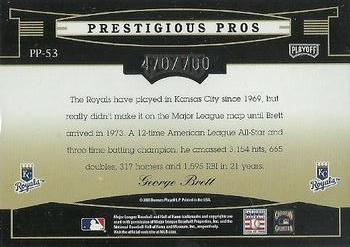 2005 Playoff Prestige - Prestigious Pros Red #PP-53 George Brett Back