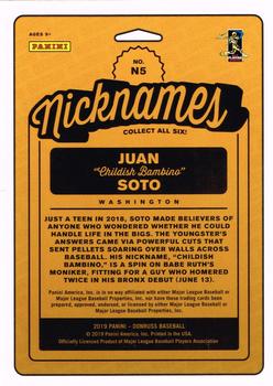 2019 Donruss - Nicknames Red #N5 Juan Soto Back