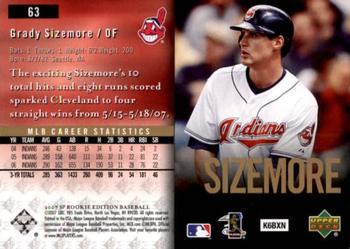 2007 SP Rookie Edition #63 Grady Sizemore Back