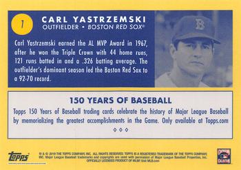 2019 Topps 150 Years of Baseball #7 Carl Yastrzemski Back