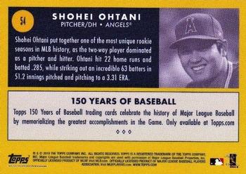 2019 Topps 150 Years of Baseball #54 Shohei Ohtani Back