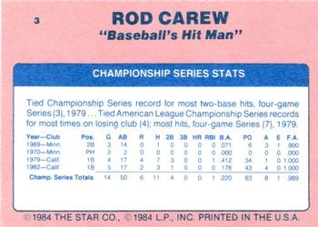 1986 Star Rod Carew - Separated #3 Rod Carew Back