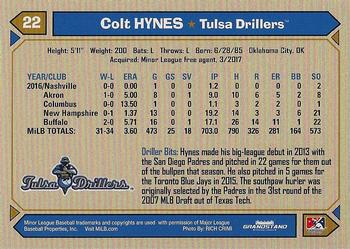 2017 Grandstand Tulsa Drillers #NNO Colt Hynes Back
