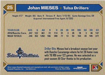 2017 Grandstand Tulsa Drillers #NNO Johan Mieses Back
