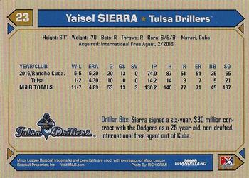 2017 Grandstand Tulsa Drillers #NNO Yaisel Sierra Back