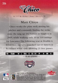 2007 Ultra #206 Matt Chico Back