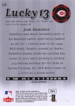 2007 Ultra #238 Josh Hamilton Back
