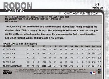 2019 Topps Opening Day - Opening Day Edition #57 Carlos Rodon Back