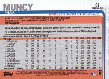 2019 Topps Opening Day - Opening Day Edition #67 Max Muncy Back