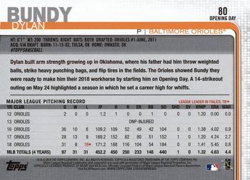 2019 Topps Opening Day - Opening Day Edition #80 Dylan Bundy Back