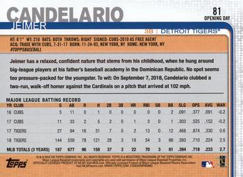 2019 Topps Opening Day - Opening Day Edition #81 Jeimer Candelario Back