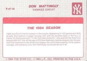 1987 Star Don Mattingly - Separated #9 Don Mattingly Back