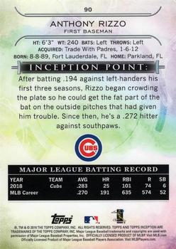 2019 Topps Inception - Magenta #90 Anthony Rizzo Back