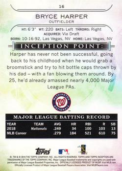 2019 Topps Inception - Blue #16 Bryce Harper Back