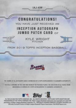 2019 Topps Inception - Inception Autograph Jumbo Patch #IAJ-KW Kyle Wright Back